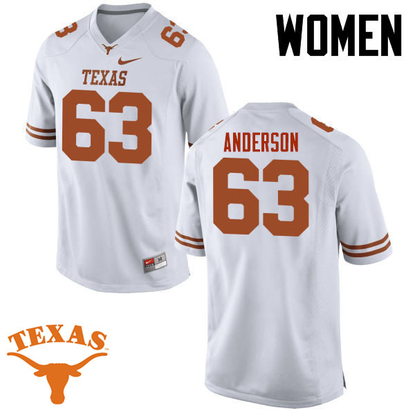 Women #63 Alex Anderson Texas Longhorns College Football Jerseys-White
